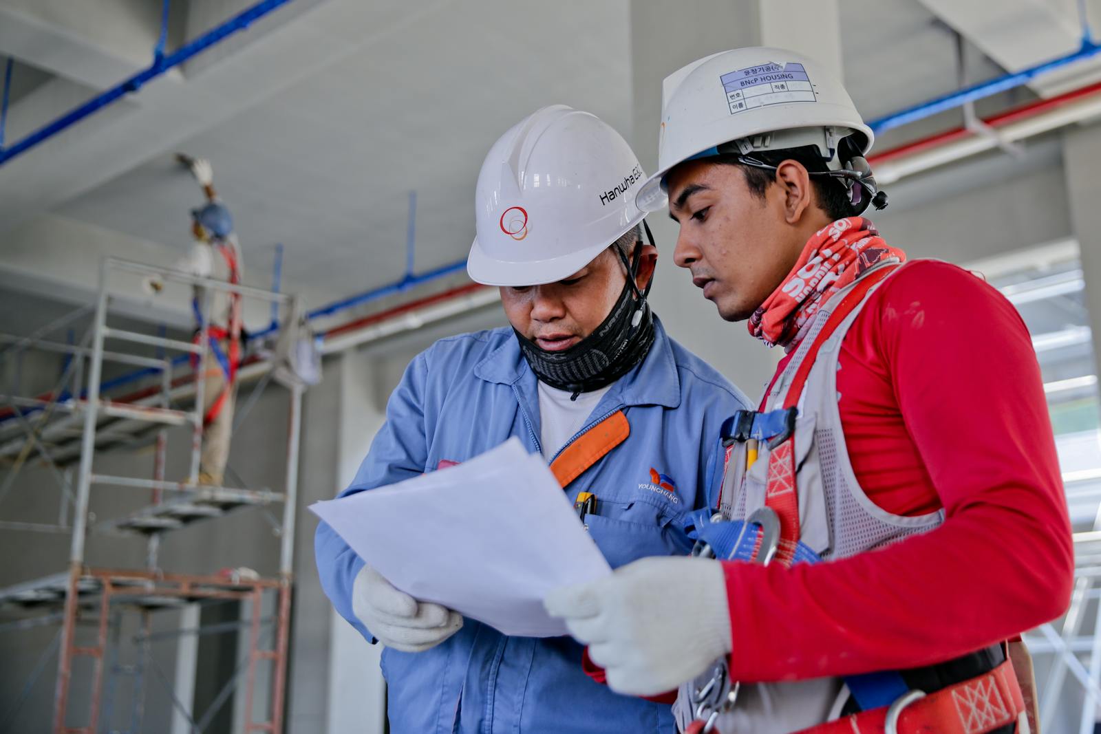 Technical team working on a construction site